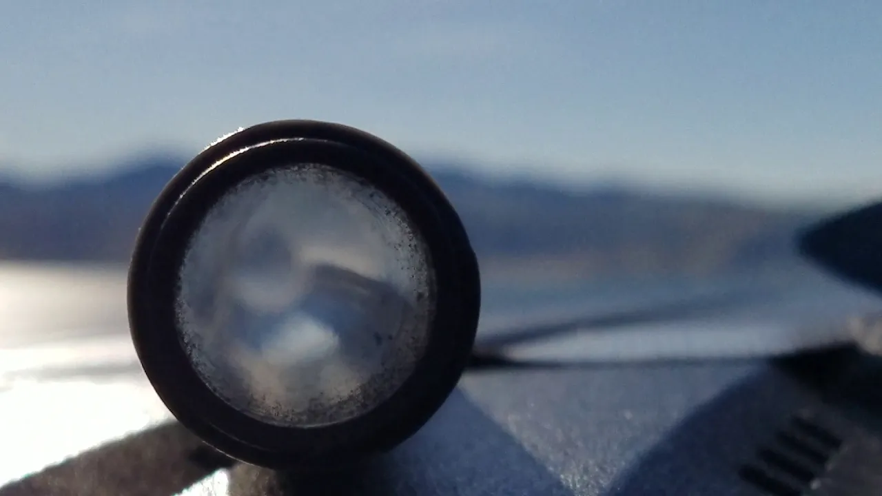 Flat earth optical horizon line San Luis Reservoir